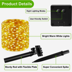 SAHAPECT Solar LED Light, 200 LED 22 Mtr Long, Warm White Lights,Copper Wire, String Fairy LED Light Lamp