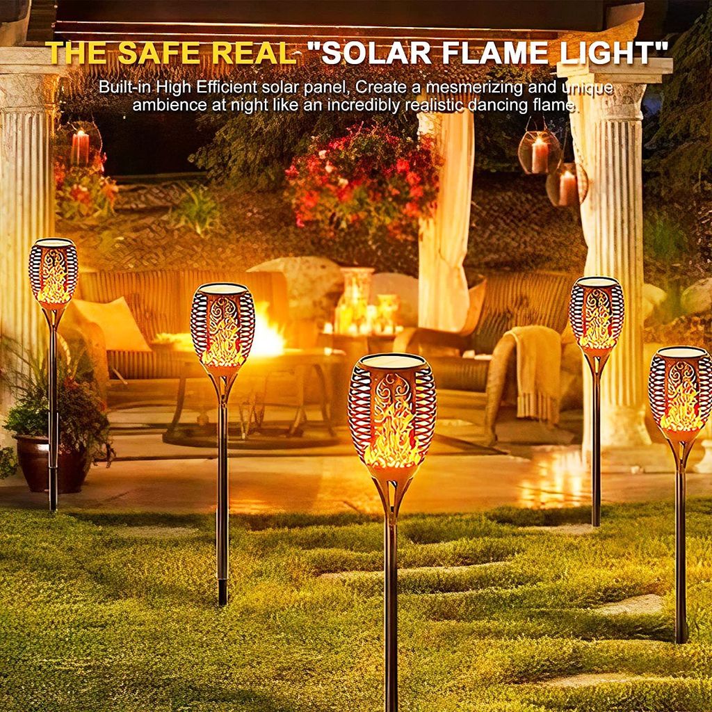 SAHAPECT Solar LED Light, 96 Led Garden Marshal Flickering Flame Torch Light Lamp-Pack of 1