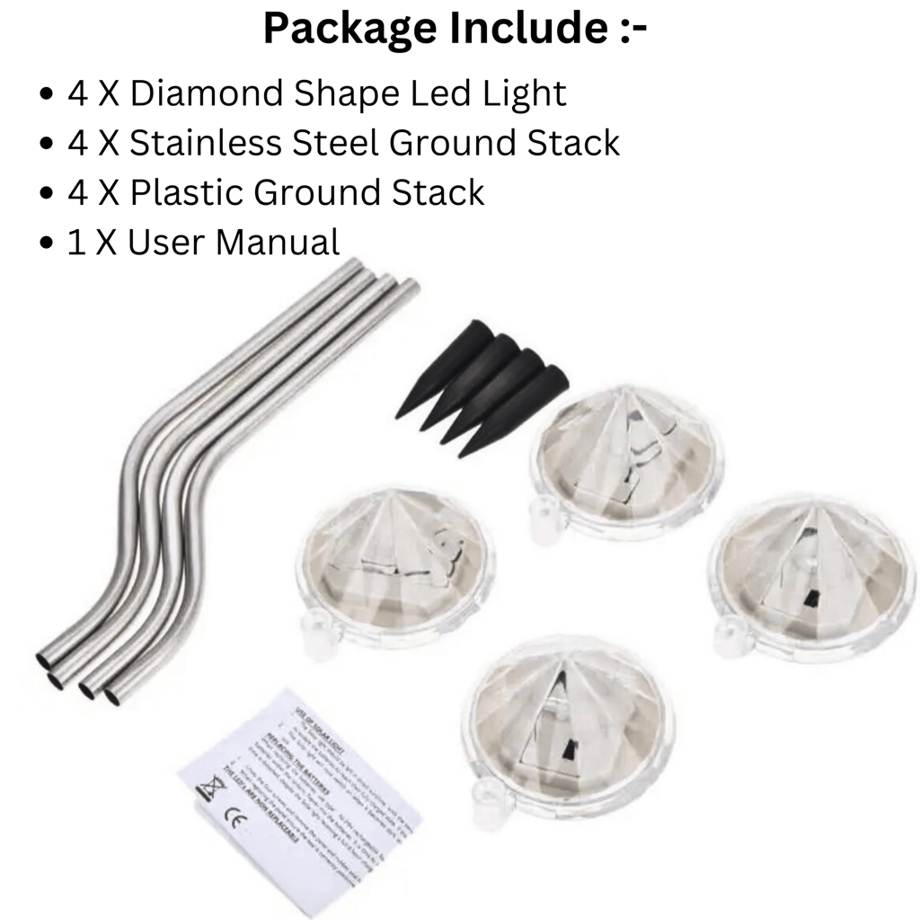 SAHAPECT Solar LED Light, 1 LED Garden Warm White Diamond Light Lamp- Pack of 4