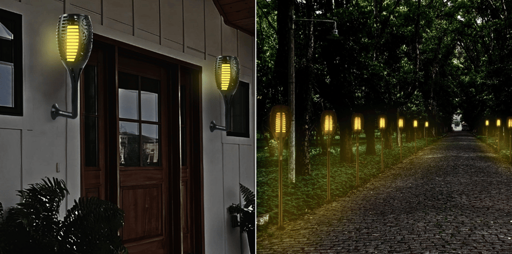 SAHAPECT Solar LED Light, 96 Led Garden Marshal Flickering Flame Torch Light Lamp-Pack of 1