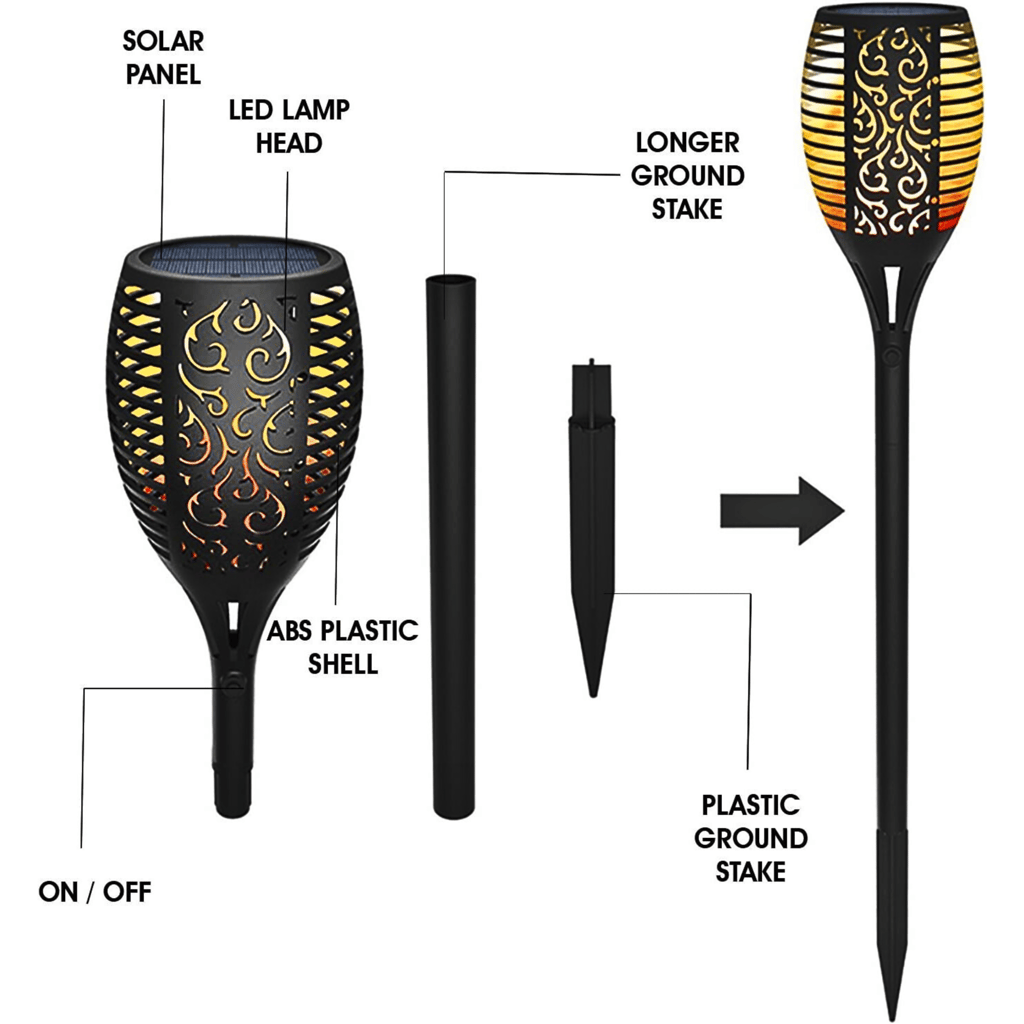 SAHAPECT Solar LED Light, 72 Led Garden Marshal Flickering Flame Torch Light Lamp-Pack of 1