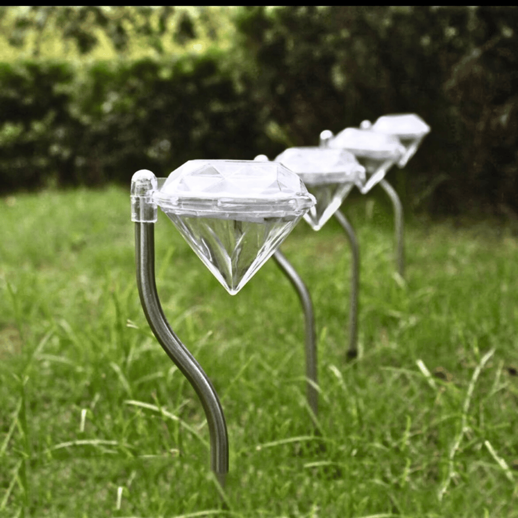 SAHAPECT Solar LED Light, 1 LED Garden Warm White Diamond Light Lamp- Pack of 4