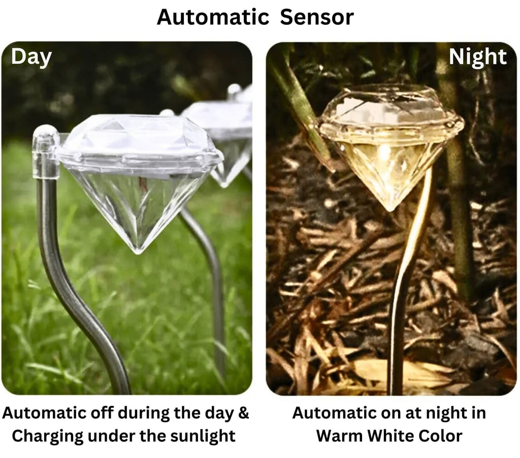SAHAPECT Solar LED Light, 1 LED Garden Warm White Diamond Light Lamp- Pack of 4