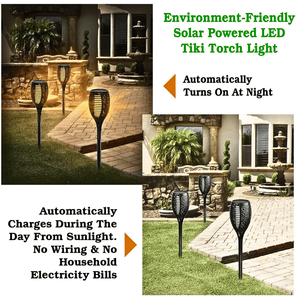 SAHAPECT Solar LED Light, 96 Led Garden Marshal Flickering Flame Torch Light Lamp-Pack of 1