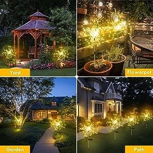 SAHAPECT Solar LED Light, 90 LED 40 Copper Wire, Warm White, Firework Light Lamp - Pack of 2