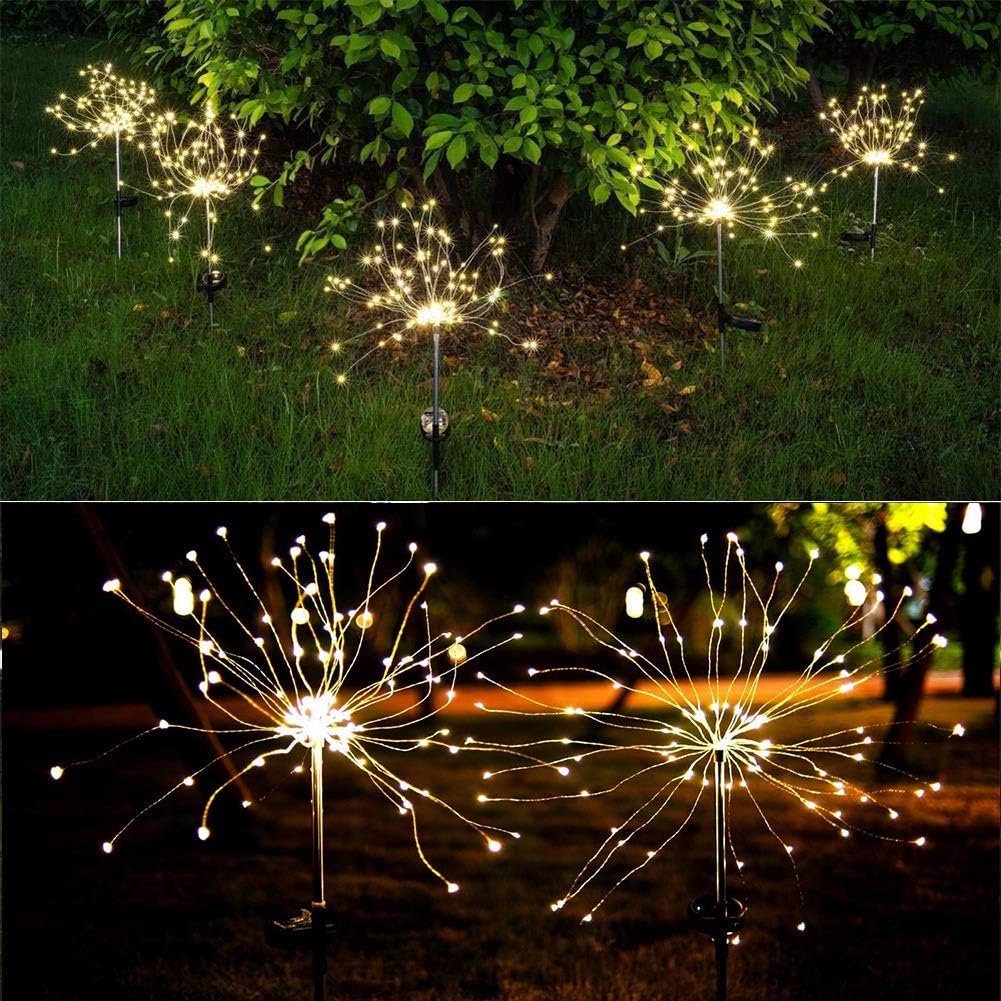 SAHAPECT Solar LED Light, 90 LED 40 Copper Wire, Warm White, Firework Light Lamp - Pack of 2