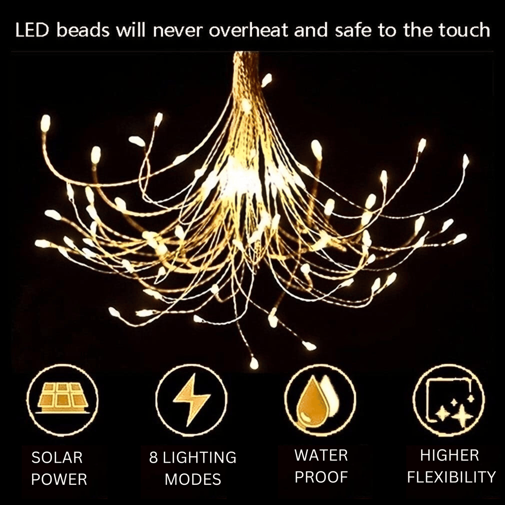 SAHAPECT Solar LED Light, 90 LED 40 Copper Wire, Warm White, Firework Light Lamp - Pack of 2