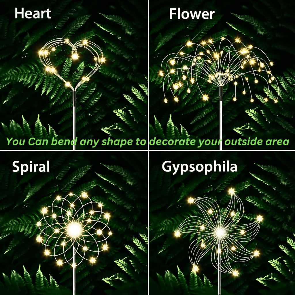 SAHAPECT Solar LED Light, 90 LED 40 Copper Wire, Warm White, Firework Light Lamp - Pack of 2