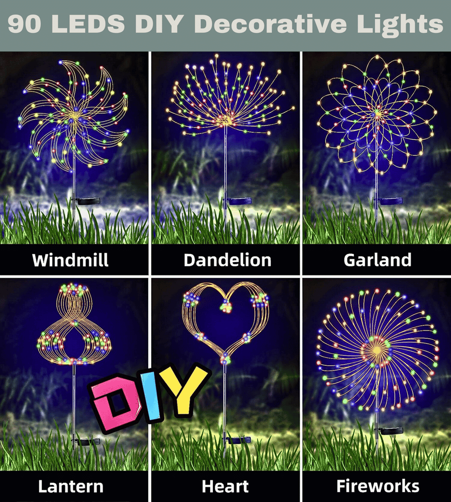 SAHAPECT Solar LED Light, 90 LED 40 Copper Wire, Multi Color, Firework Light Lamp – Pack of 2