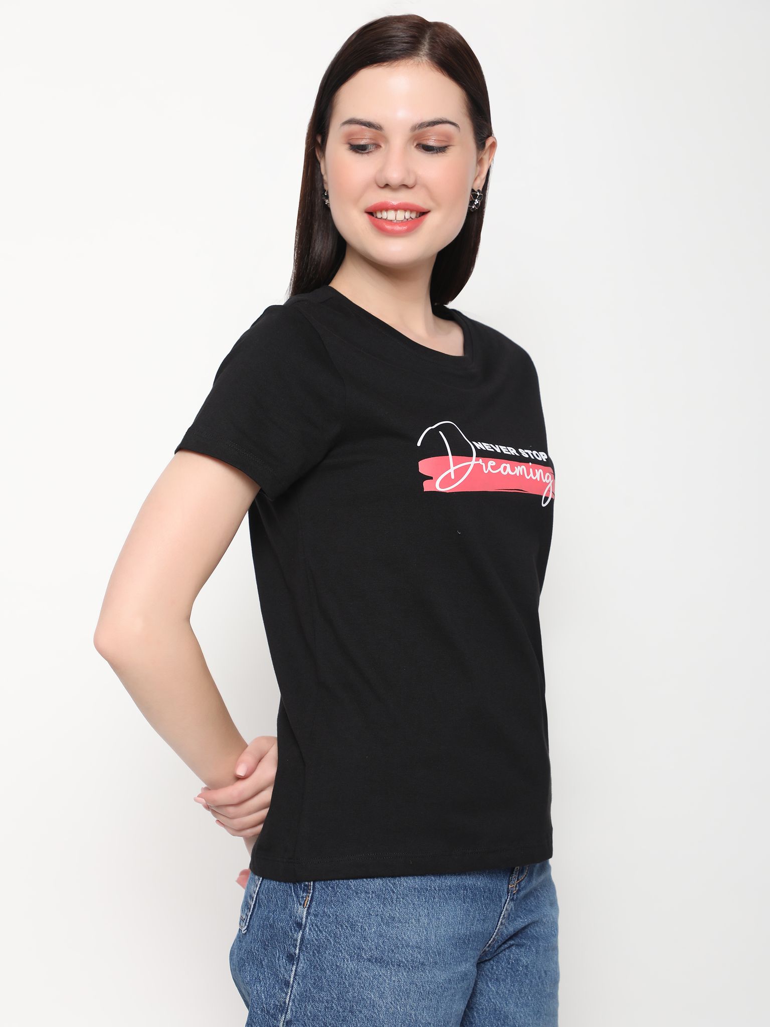 OUTFLITS Ladies Solid Tshirts