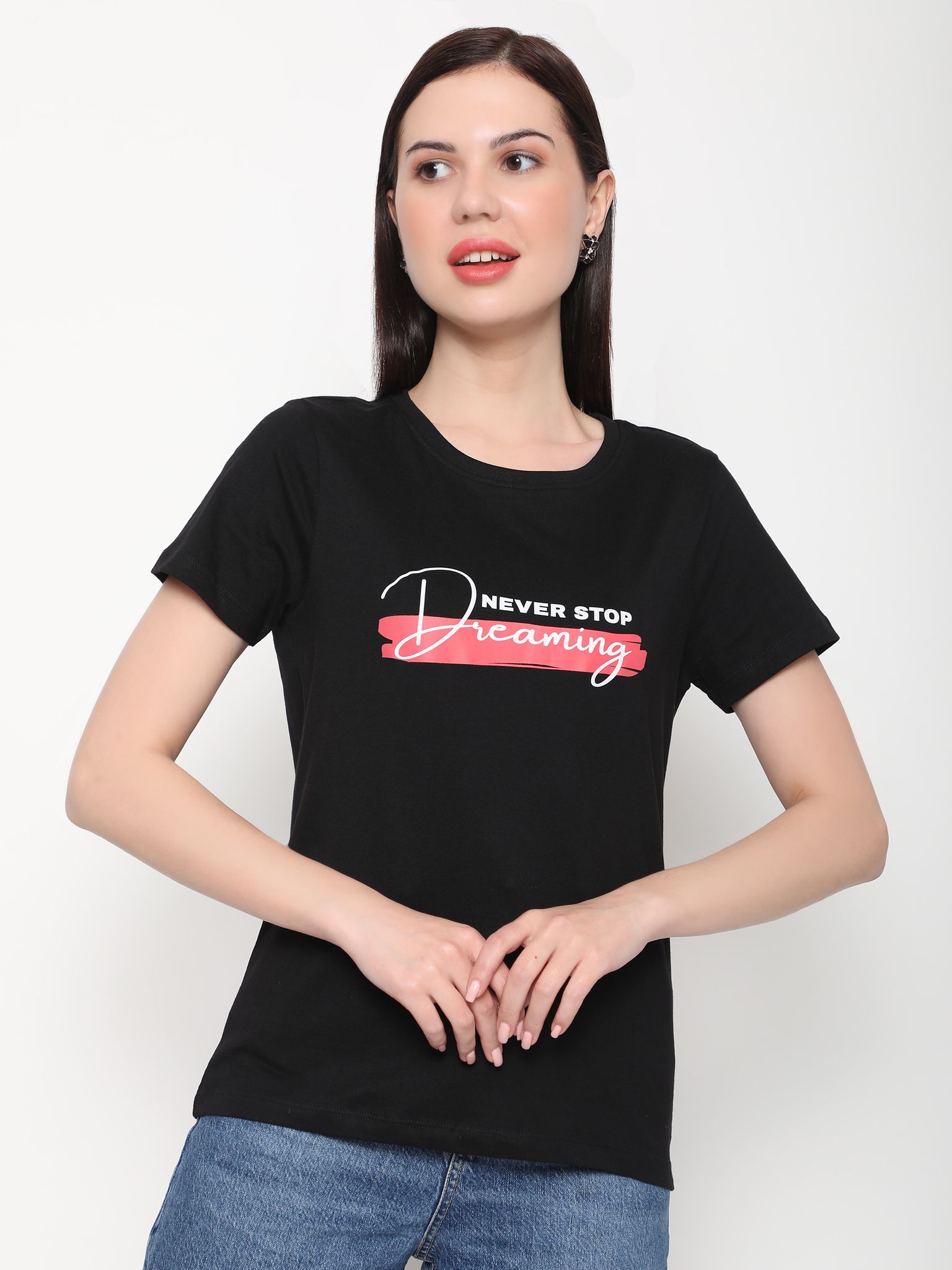 OUTFLITS Ladies Solid Tshirts