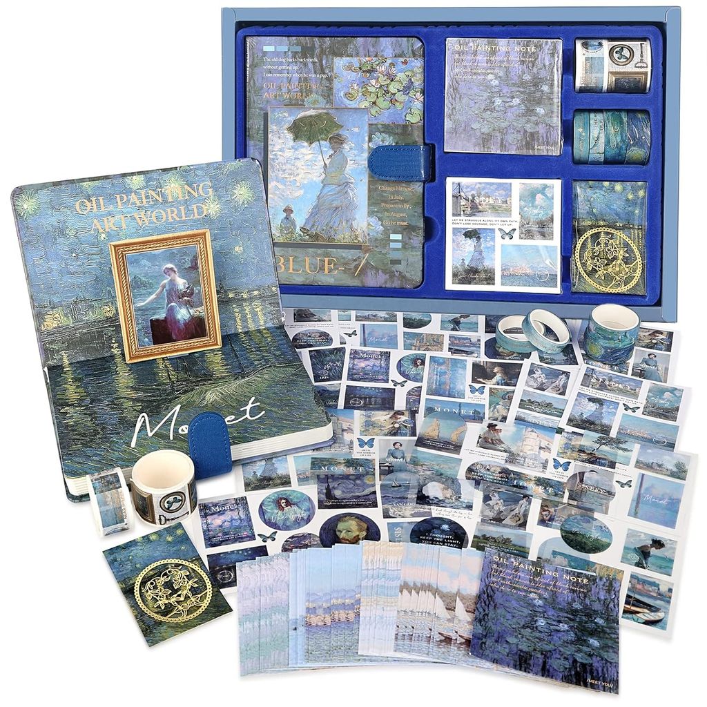 KTRS ENTERPRISE Supplies Journaling Kit, Vintage Oil Painting Colorful Blank Notebook for Junk Journal, Aesthetic Scrapbook Kit with Scrapbook Stickers Washi Tapes, Art Journal Gift for Teen Girl Women - Stationery | Buy online on ZillyBuy