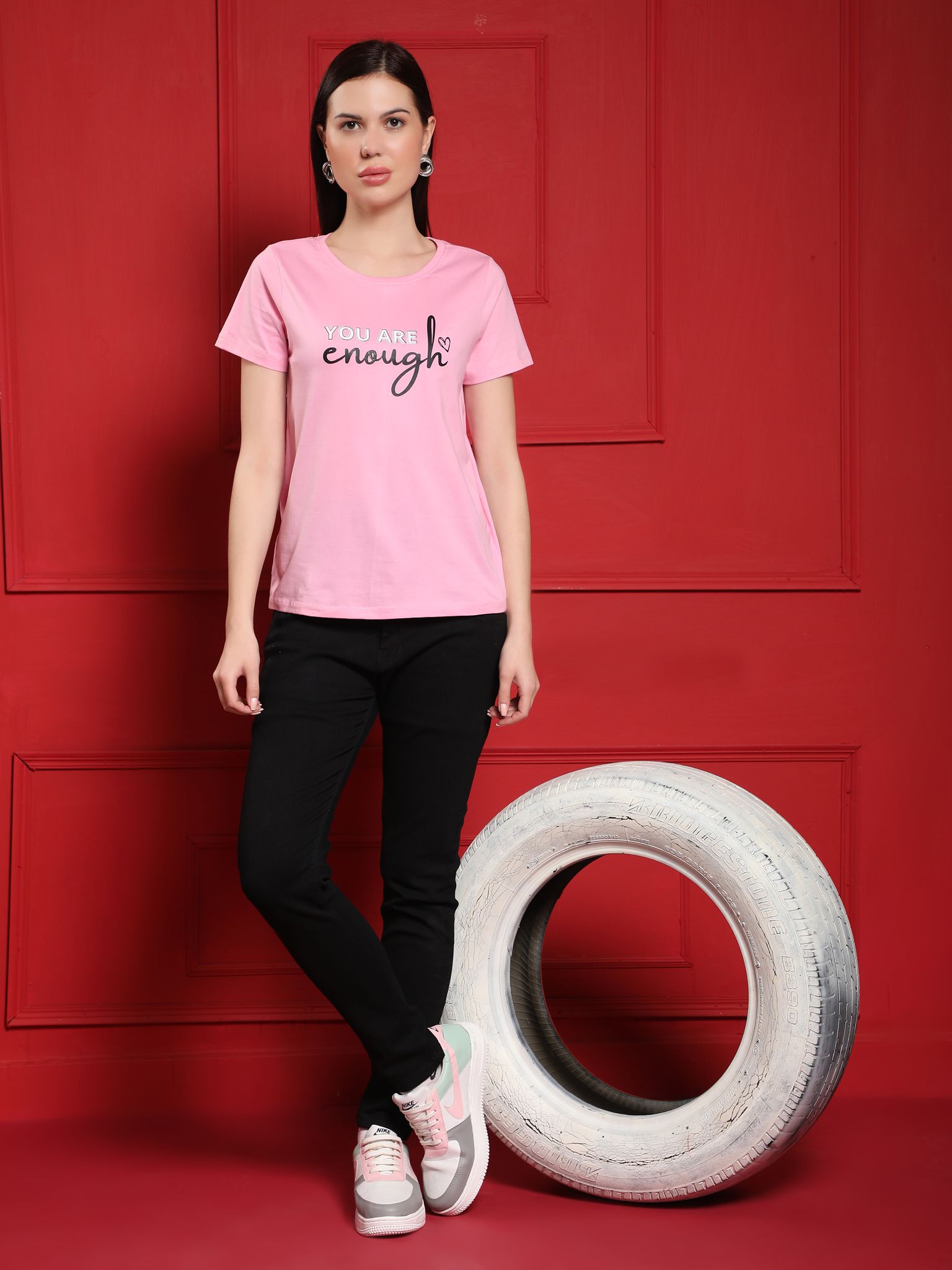 OUTFLITS Ladies Solid Tshirts