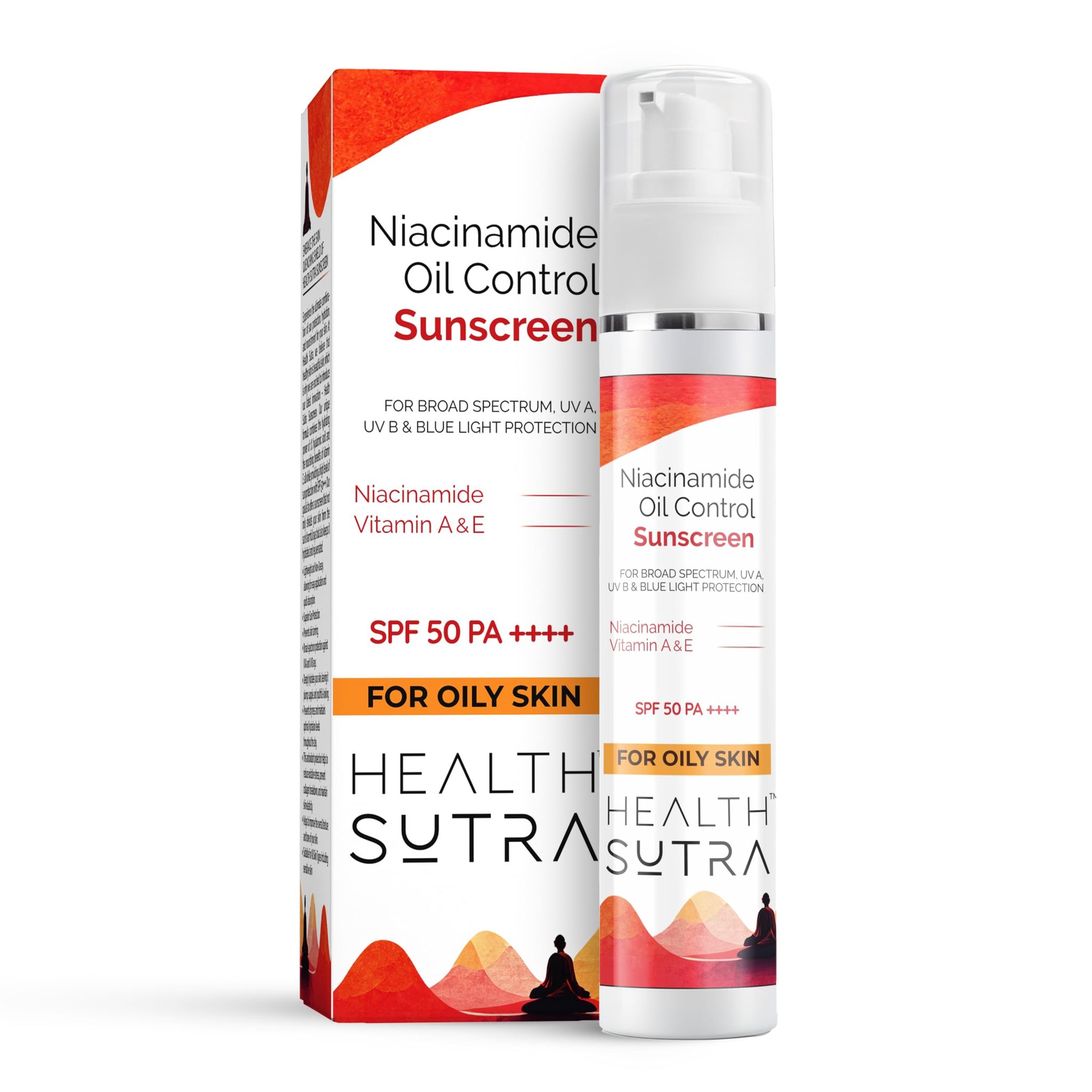 Health Sutra Niacinamide Oil Control Sunscreen |SPF 50 PA ++++ |Broad-Spectrum UVA/UVB Protection |Vitamin A & E|Lightweight, Non-Greasy|Fragrance Free |Water-Resistant |Perfect for Oily Skin