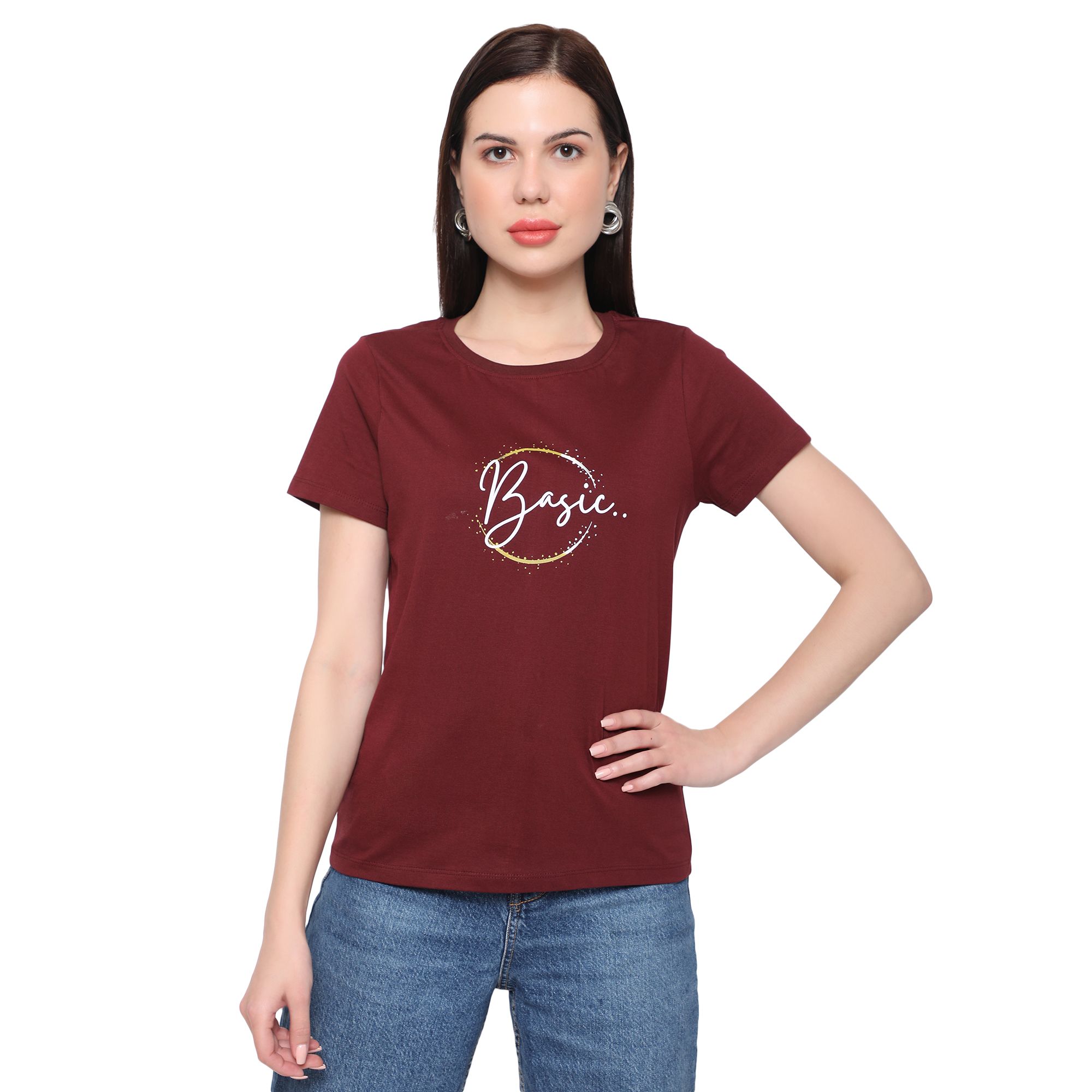 OUTFLITS Ladies Solid Tshirts