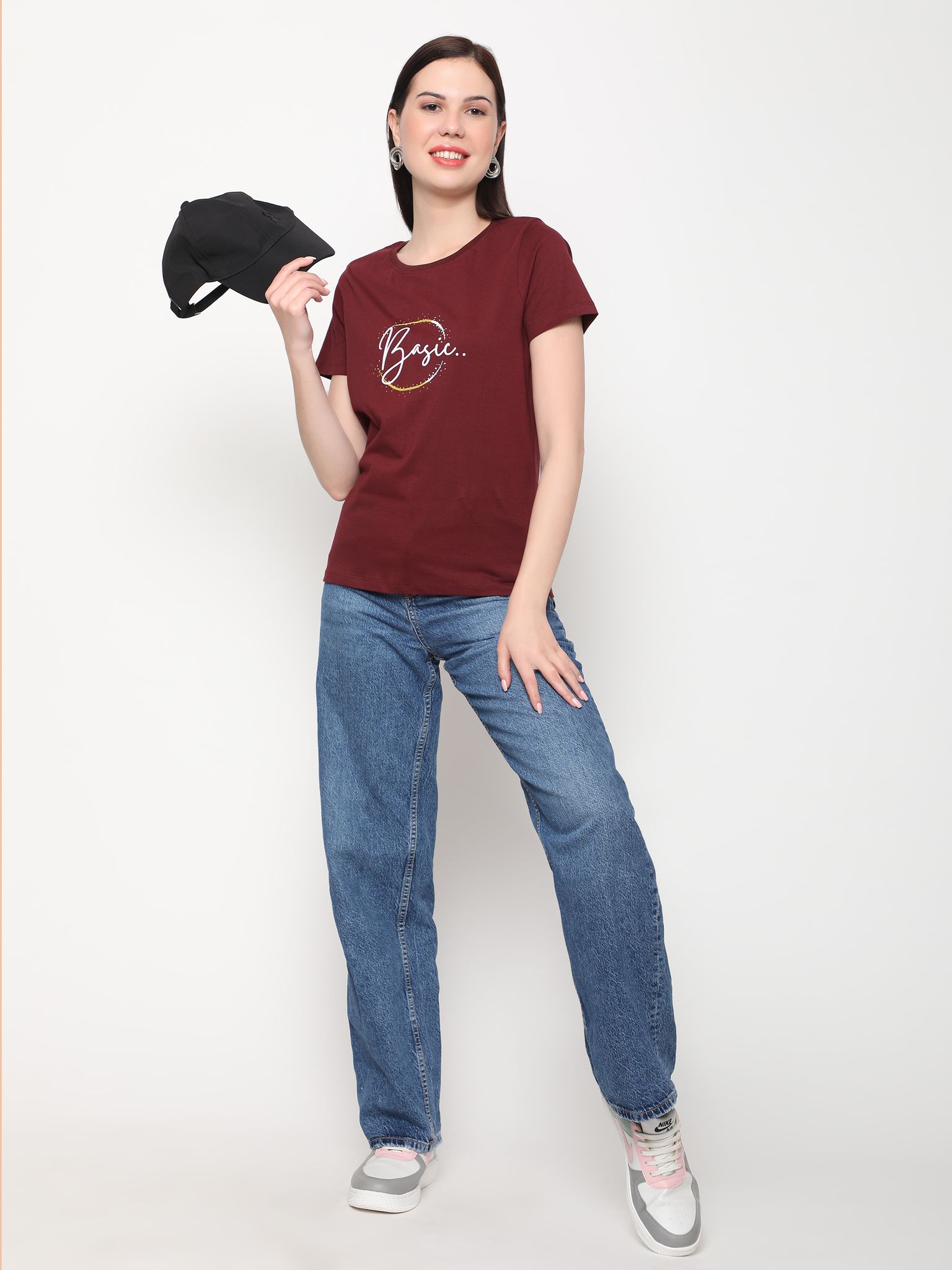 OUTFLITS Ladies Solid Tshirts