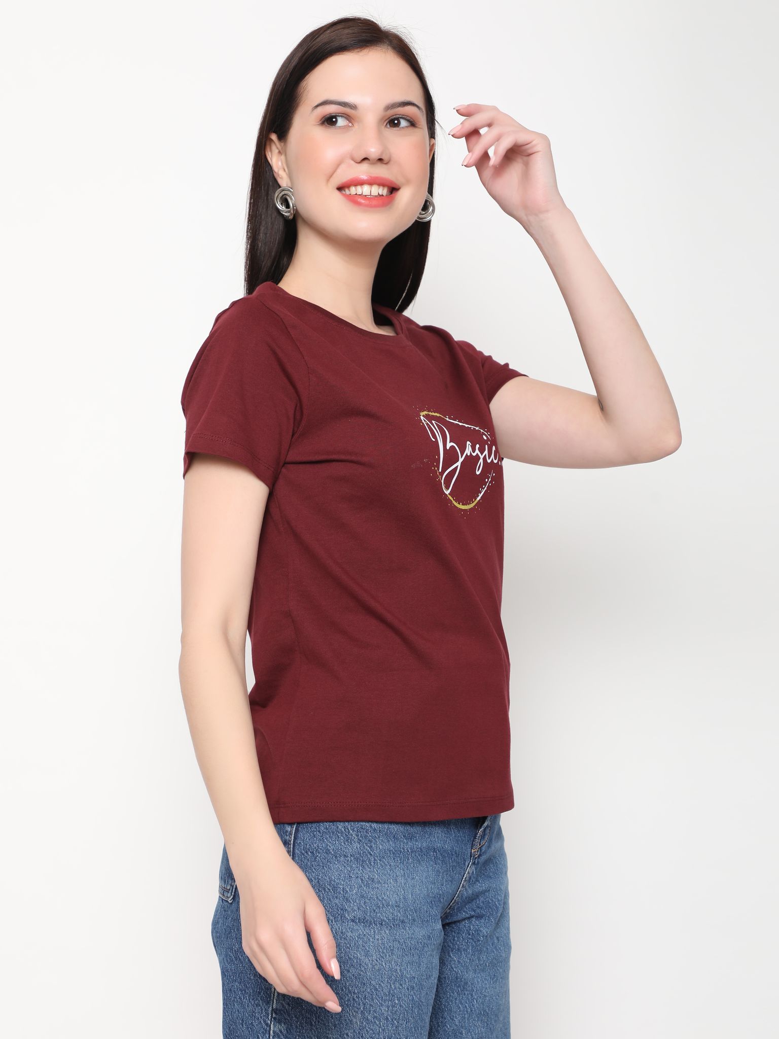 OUTFLITS Ladies Solid Tshirts