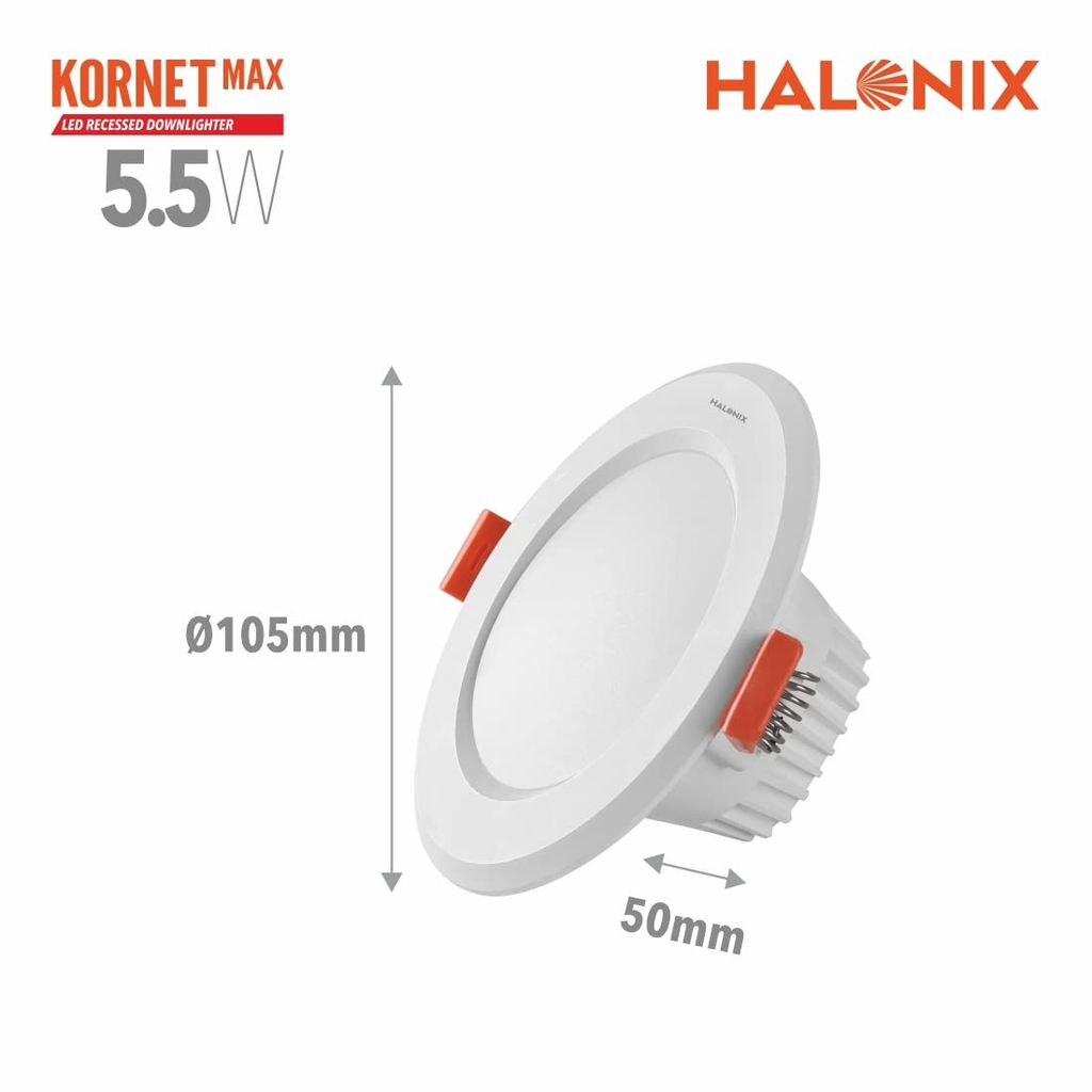 Kornet 5.5-watt Junction box Cool white Led Downlighter| Cut out- 3 inch | No False ceiling required | Surge Protection - Upto 4 KV (Pack of 1, White) Visit the Halonix Store