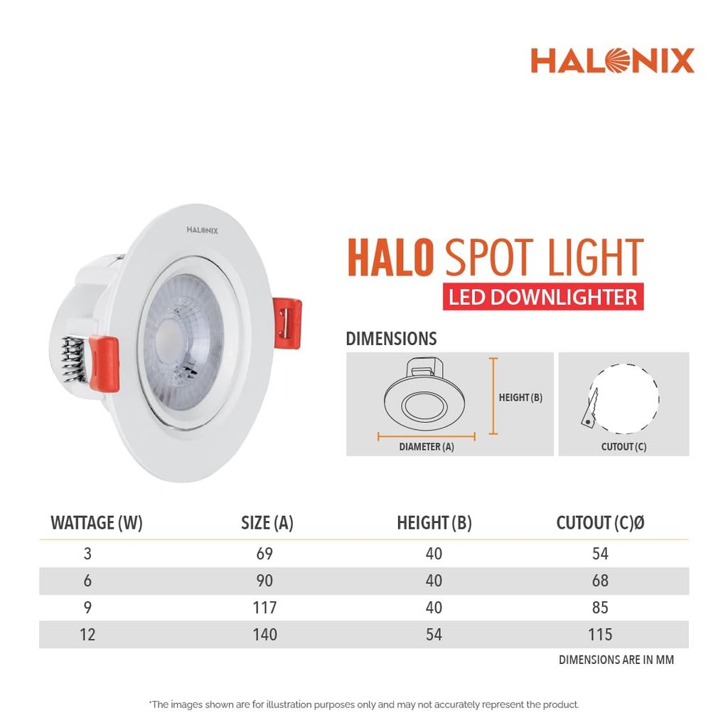 12W Neutral White Adjustable Halo led Spot Light | Compact Design with 120° Beam Angle | Recessed Down Light for False Ceiling | Cutout - 4.5 inch | Pack of 1