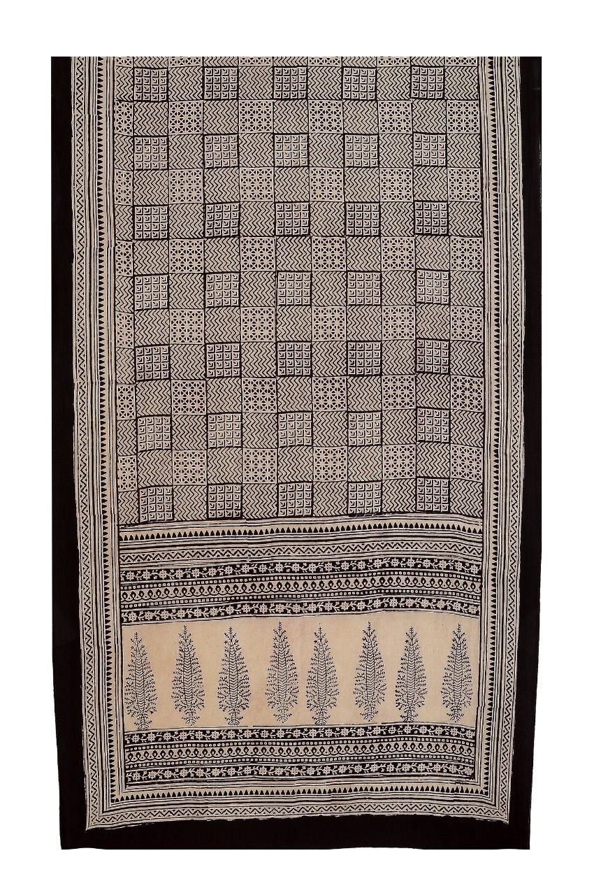 Beige Stole Silk Bagh Print