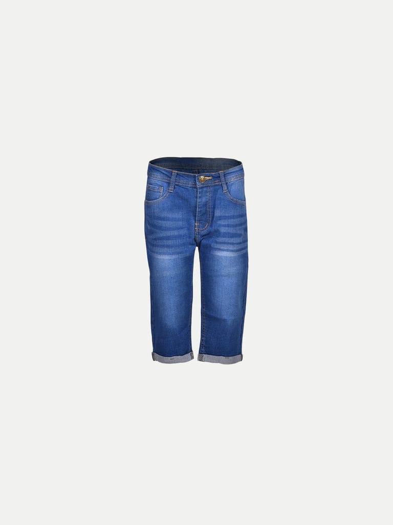 Teen Boys Light Blue Washed Denim Bermudas - Jeans | Buy online on ZillyBuy