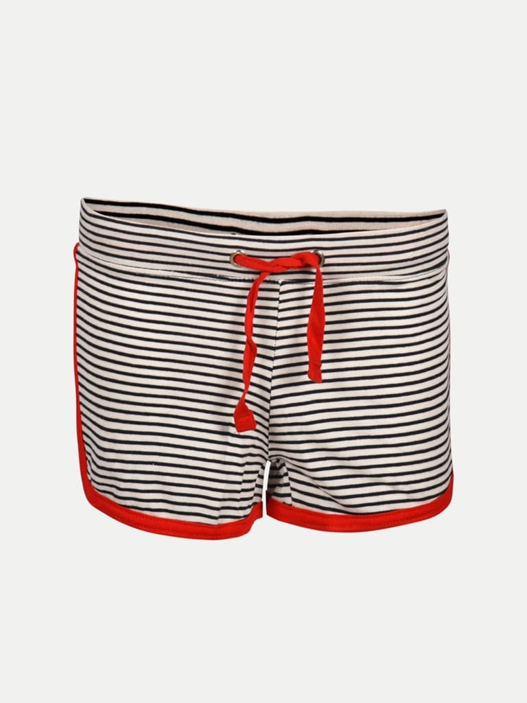 Womens Stripe Elasticated Shorts -Black White Stripe - Shorts | Buy online on ZillyBuy
