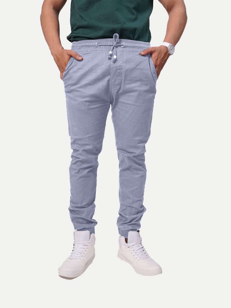 Men Light Blue Solid Elasticated Joggers - Joggers | Buy online on ZillyBuy