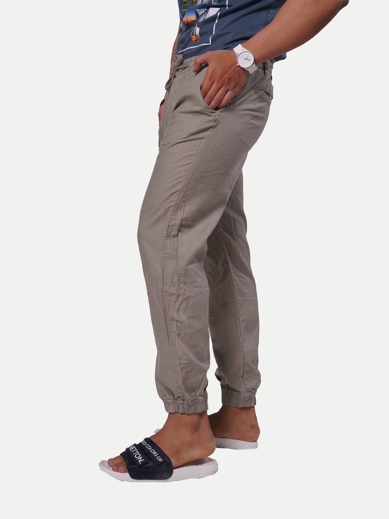 Men Solid Sand Elasticated Cotton casual Joggers - Joggers | Buy online on ZillyBuy