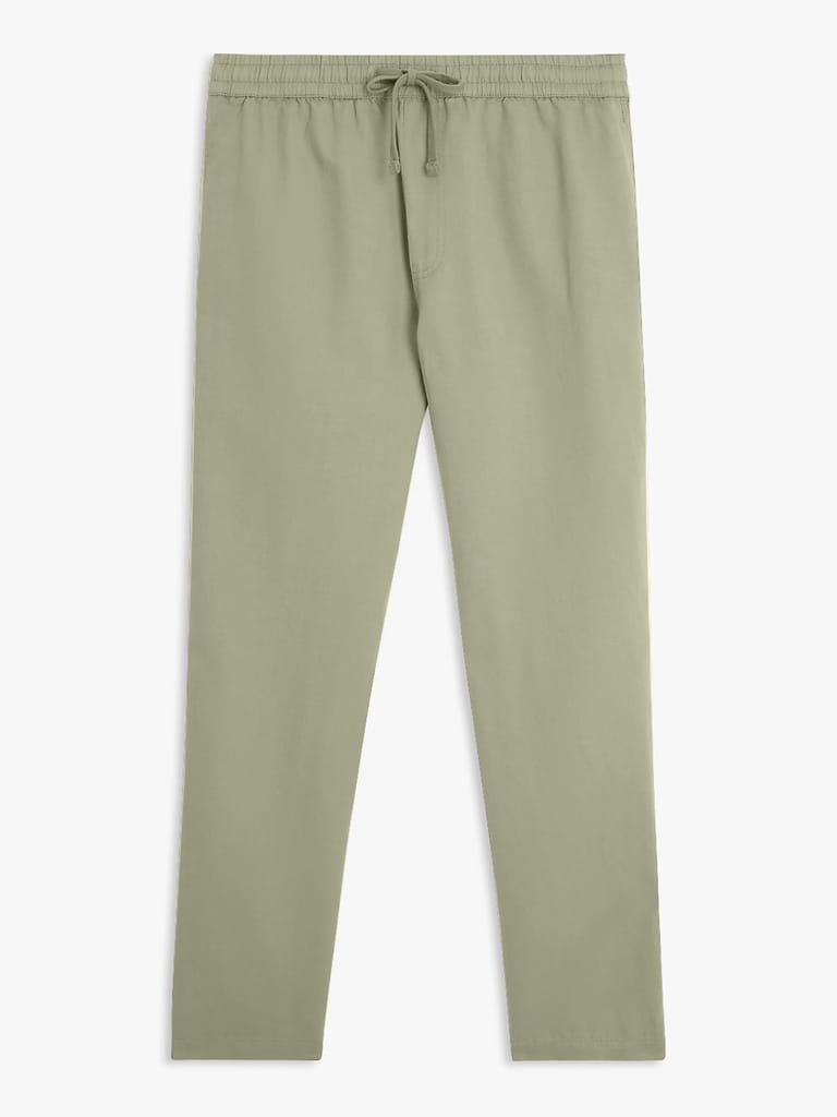Mens Light Green Solid Chinos Trousers - Trousers | Buy online on ZillyBuy
