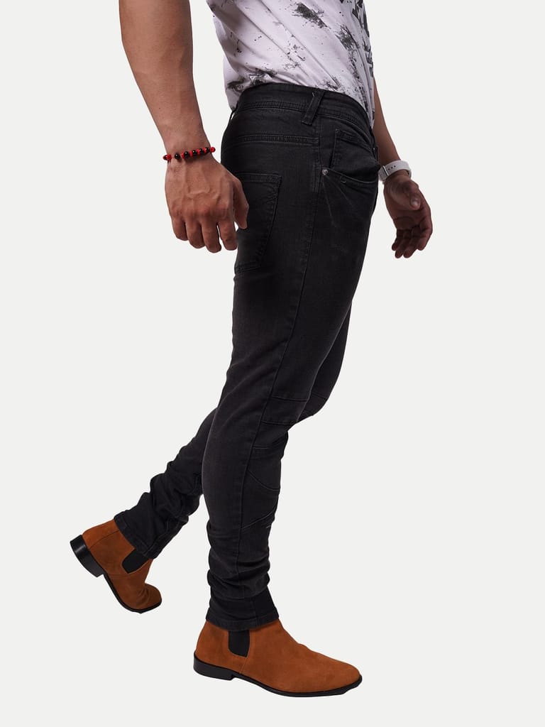 Men Black Tapered Fit Mid-Rise classic Structured Jeans - Jeans | Buy online on ZillyBuy