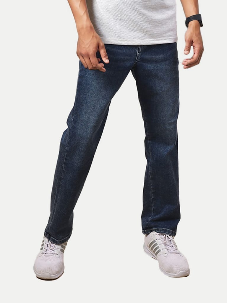 Men Ink blue Tapered Fit  Light Fade Jeans - Jeans | Buy online on ZillyBuy