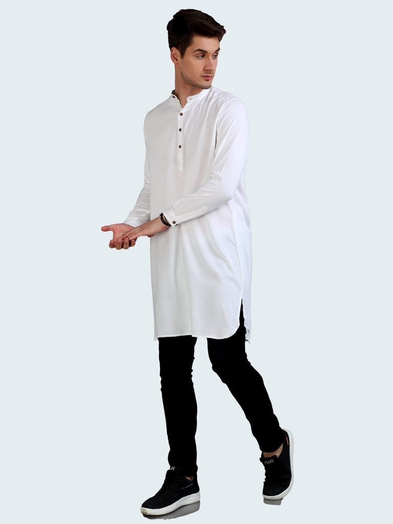 Frost White Mens Long Kurta
