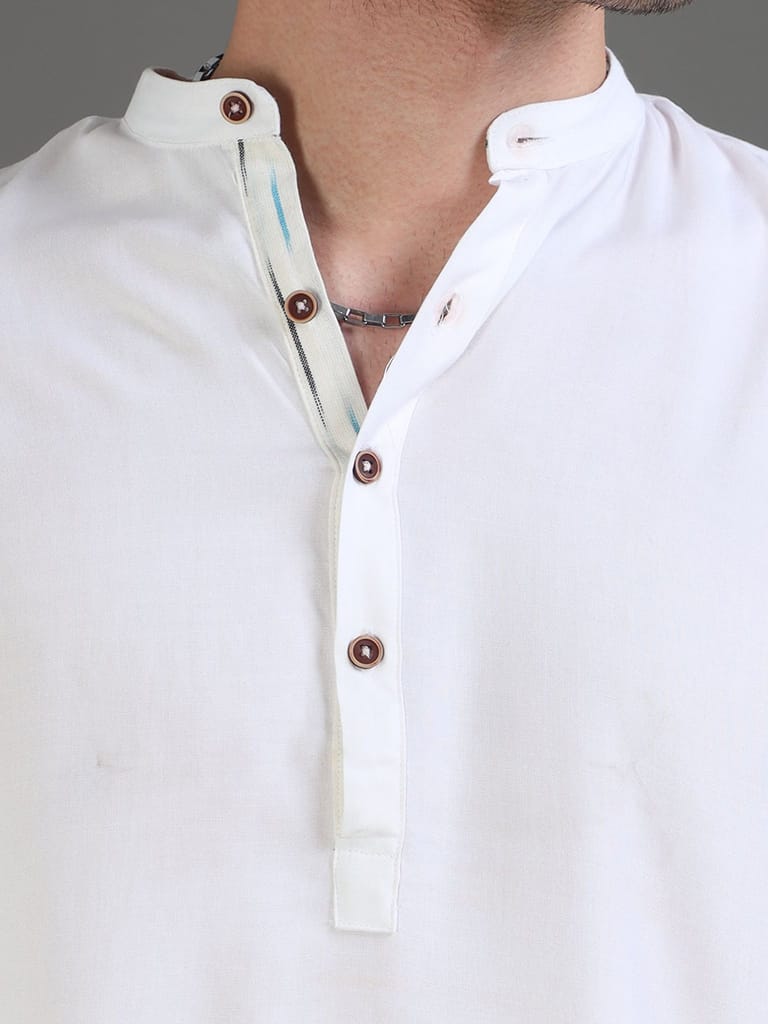 Frost White Mens Long Kurta