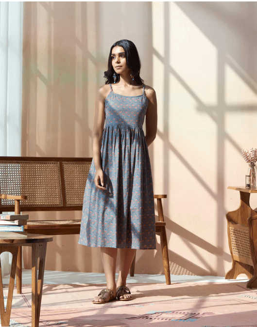 Strappy Smoked Dress With Outer Jacket Set