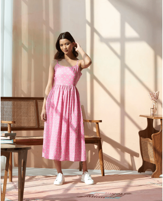 Strappy Smoked Dress With Outer Jacket Set