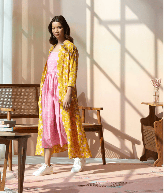 Strappy Smoked Dress With Outer Jacket Set