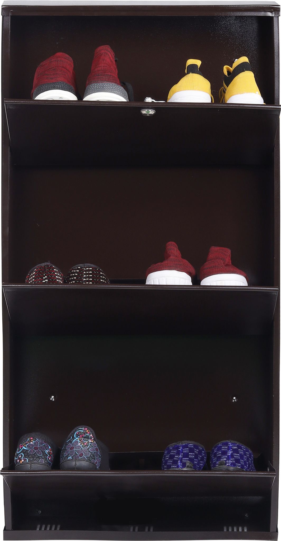 Wall Mounted Metal Shoe Rack – Space-Saving and Stylish Shoe Storage Solution Metal Shoe Rack (Brown, 3 Shelves, DIY(Do-It-Yourself))