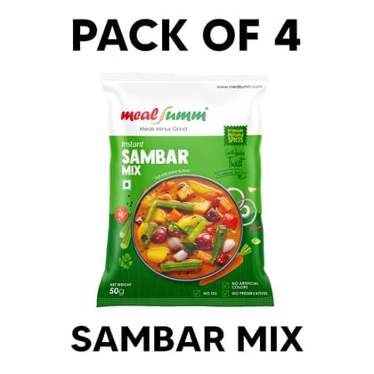 Instant Sambar powder ( Just add Water, Only Rs. 16 per serving - Pack of 4) - 200 gm