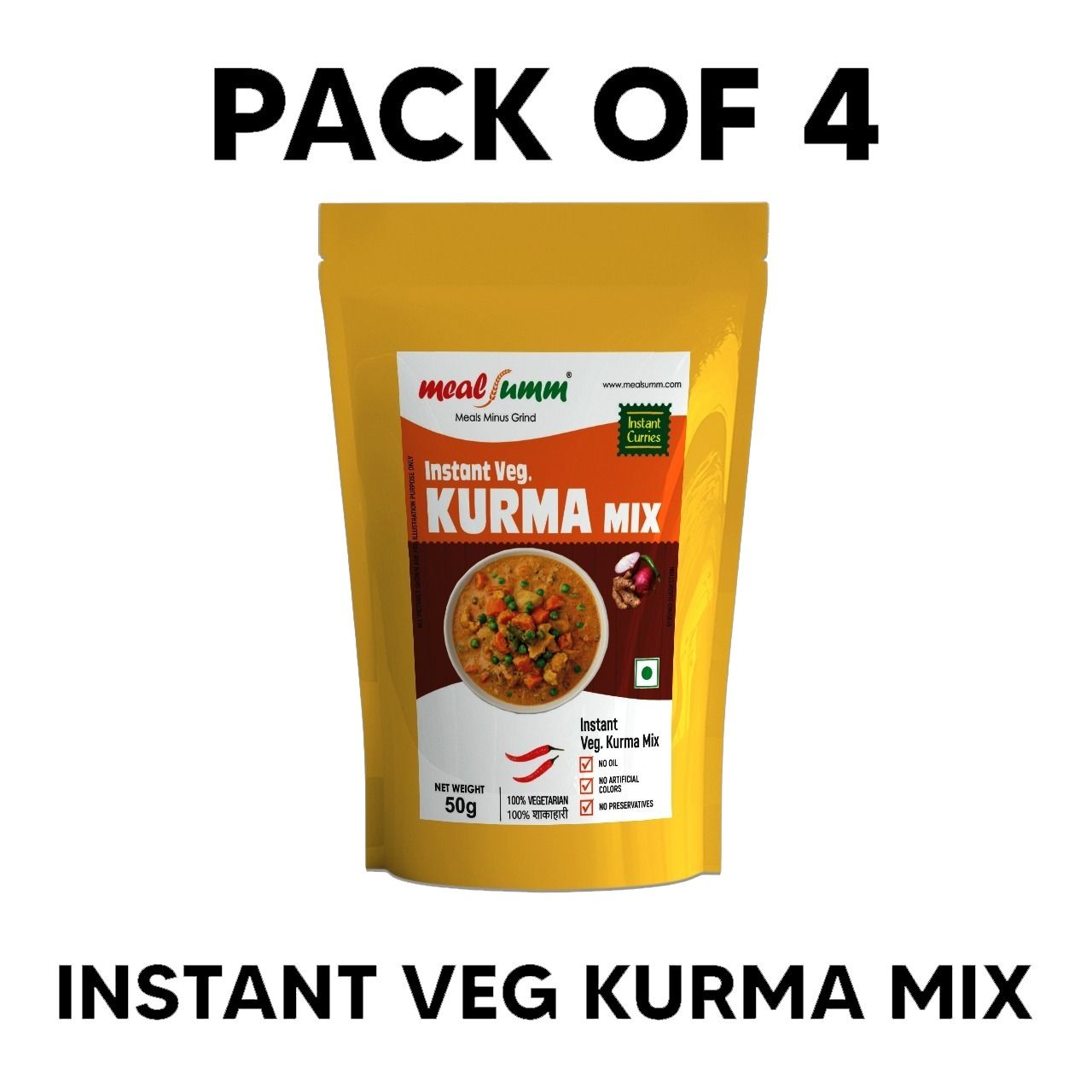 Mixed Vegetable Kurma Curry (Vegetable stew, Just add Water - Pack of 4) - 200 gm
