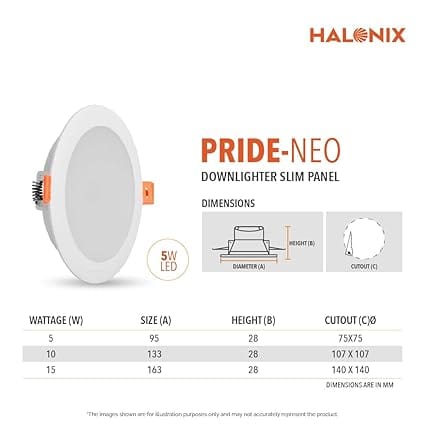 5W 6500K Pride recessed led downlighter | Cut out- 2.6 inch, Dia- 4.2 inch | Led Ceiling Light for Home, Shop and Office |Pack of 4