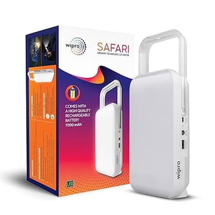 Safari Emergency Rechargeable Led Lantern with 7200 Mah Battery | 122 Individual Led Lights | Brightness Control Feature | in- Built Mobile Charging Point|15 Watt (Pack of 1) White