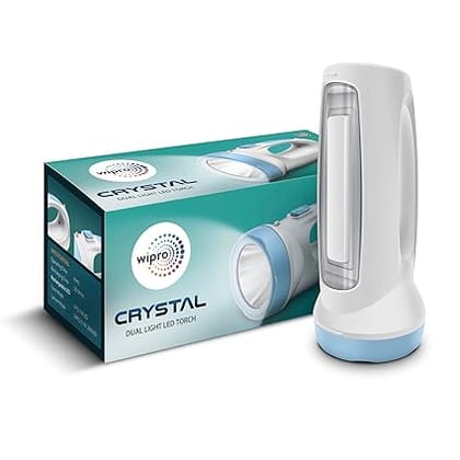 Crystal Multi Functional Emergency LED Torch Cum Lantern|Emergency Light with Ergonomic Design |Li Ion battery (White), Pack of 1