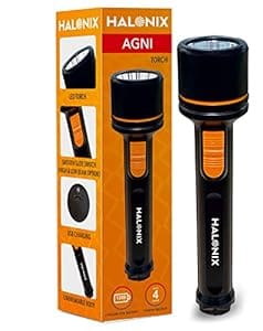 Plastic 3W Add-On Agni Rechargeable Emergency Led Torch with USB Charging, High Beam-Low Beam Feature
