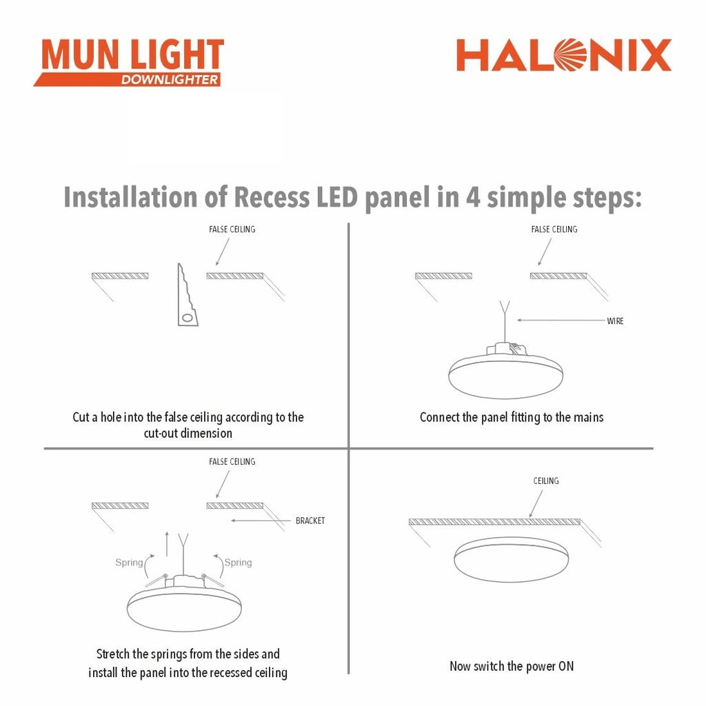 15W Mun Light 6500K Cool White Round Panel led downlighter | Pack of 2 | Cut Out: 2 inch | LED Ceiling Light for Home and Hall