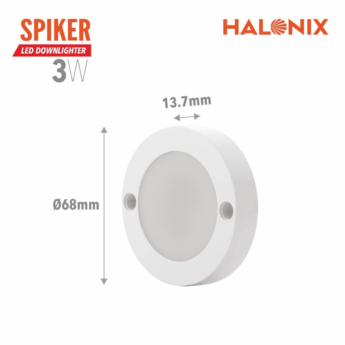 Polycarbonate Spiker 3W 6500K Cool Day White Round Led Downlighter Pack of 2