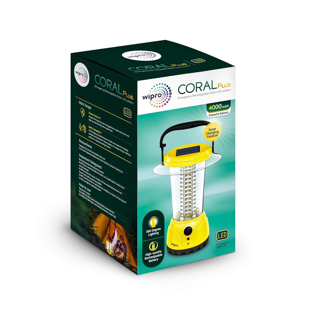 Coral Plus Rechargeable Solar LED Lantern (Pack of 1, Yellow)