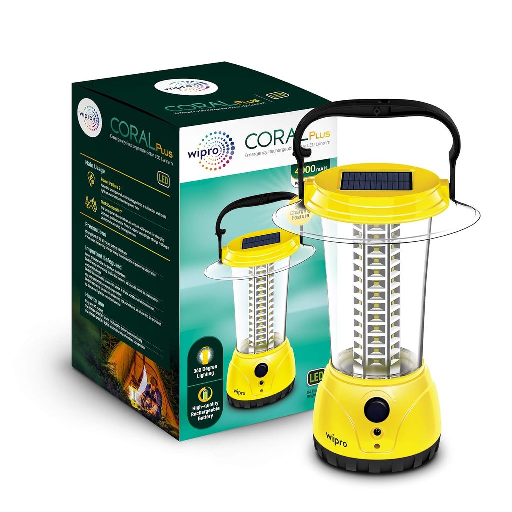 Coral Plus Rechargeable Solar LED Lantern (Pack of 1, Yellow)