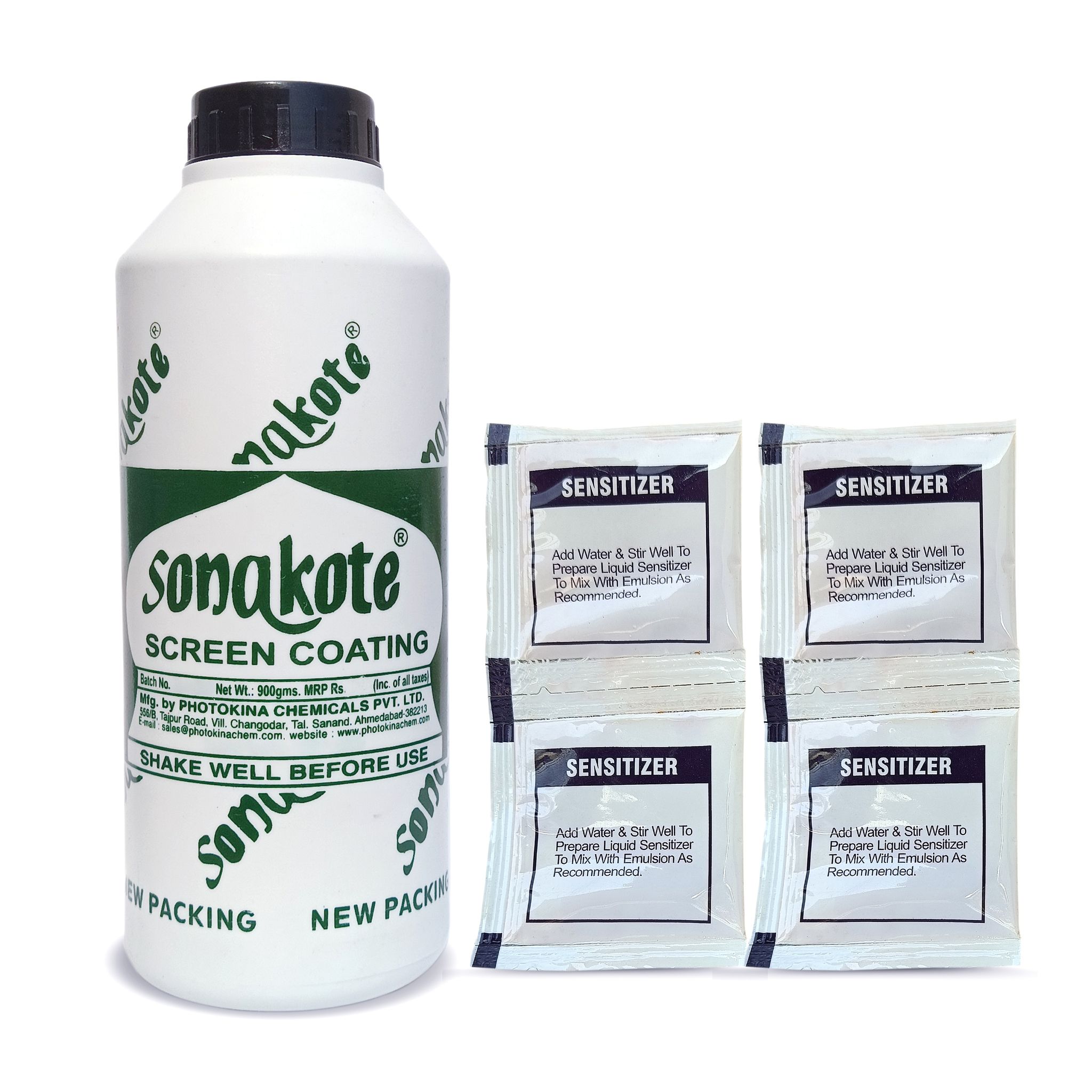 MrKrafts Sonakote Screen Coating Emulsion (900g) with 4 Sensitizer Pouch for Screen Printing Frame