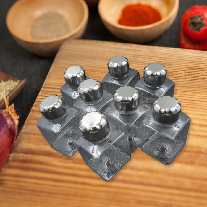 Revolving Spice Rack | 8-Piece Square Container Set | All-New Design For Condiments