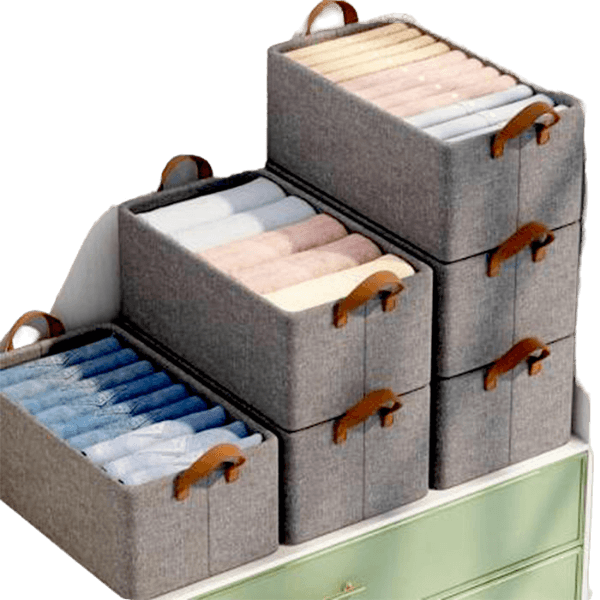 FOLDABLE STORAGE BOX WITH LID AND HANDLES, COTTON AND LINEN STORAGE BINS AND BASKETS ORGANIZER FOR NURSERY, CLOSET, BEDROOM, HOME (45 Cm)